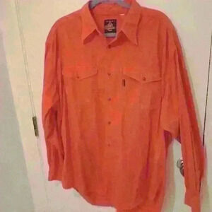 Ivy Brown Vintage Men's coral button‎ down hunting shirt Large